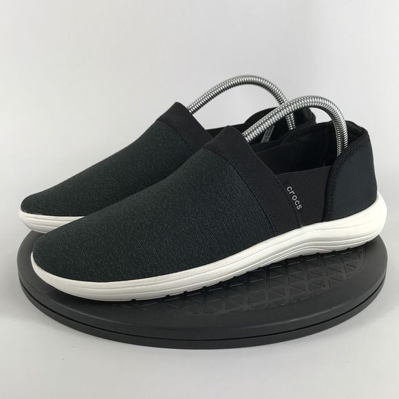 CROCS Shoes - Crocs Slip On Black/White Comfort Shoes Women’s Size 10